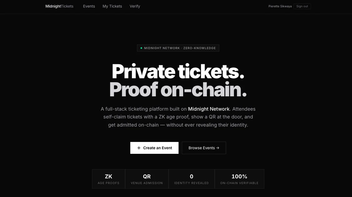 Building a Privacy-Preserving Event Ticketing dApp on Midnight Network